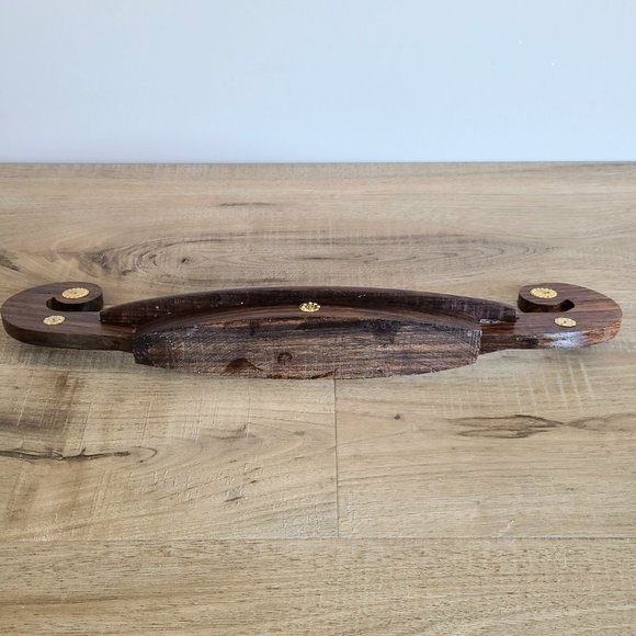 Vintage wooden and brass gondola boat Viking ship shape candleholder. - Picture 7 of 10